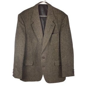 ROBERT STOCK Mens 42R Herringbone Tweed 2 Button Full Lining Wool Sport Coat